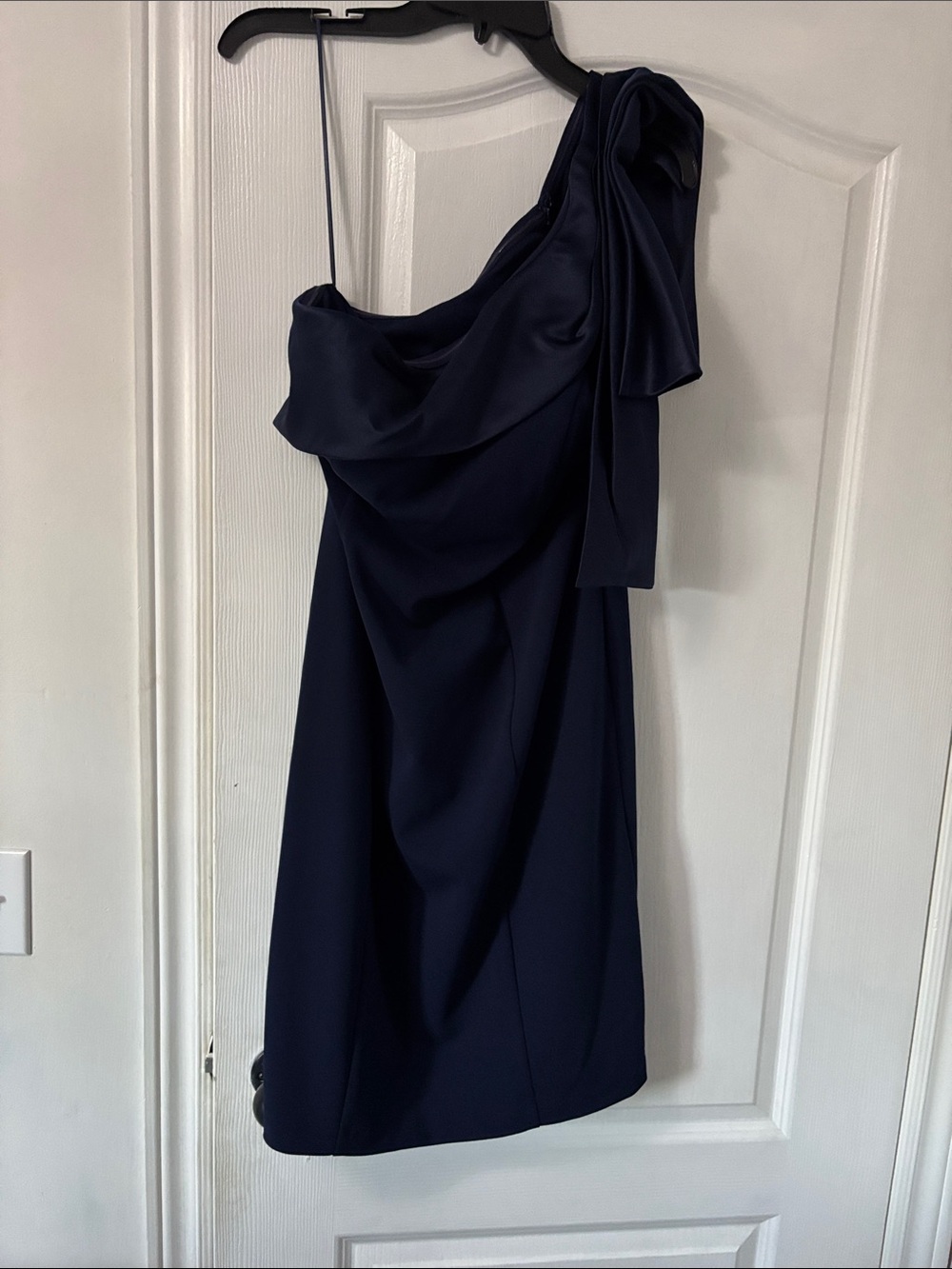 Melanie lyne Navy One-Shoulder Draped Cocktail Dress